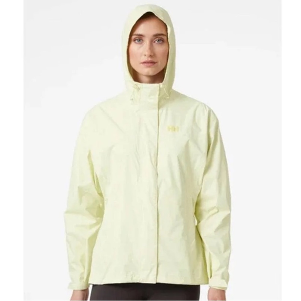 Helly Hansen Light Yellow Hooded Rain Jacket - Picture 3 of 10